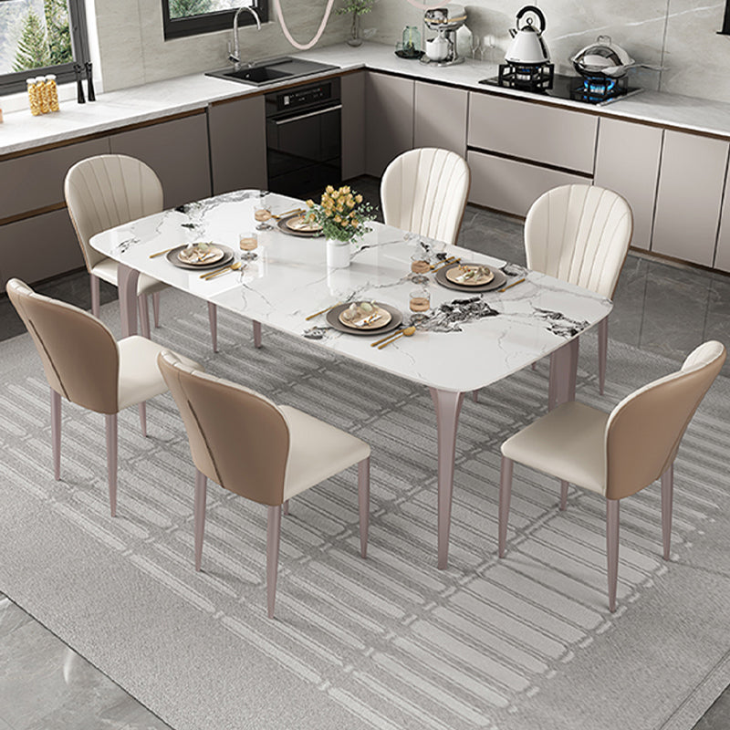 Modern Rectangular Table Sintered Stone Dining Table with 4 Legs for Home