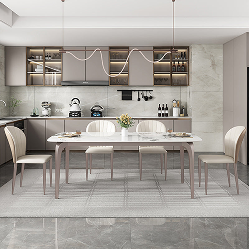 Modern Rectangular Table Sintered Stone Dining Table with 4 Legs for Home