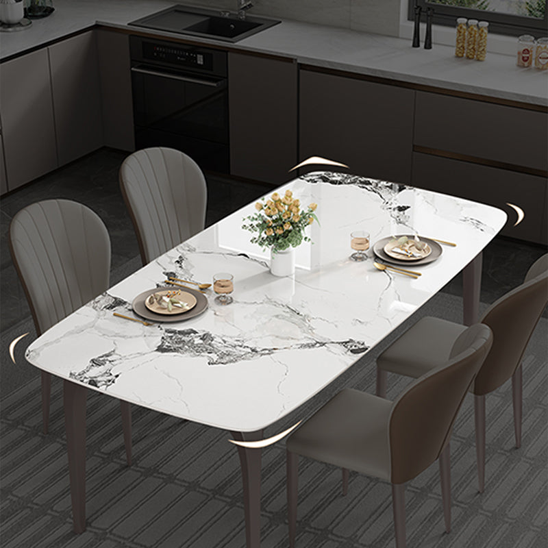 Modern Rectangular Table Sintered Stone Dining Table with 4 Legs for Home