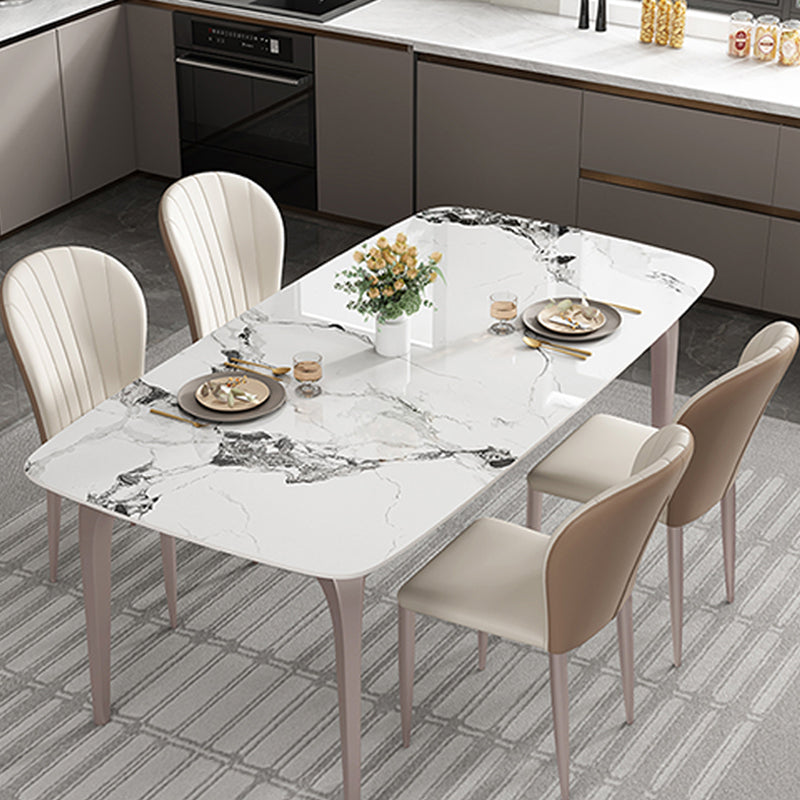 Modern Rectangular Table Sintered Stone Dining Table with 4 Legs for Home