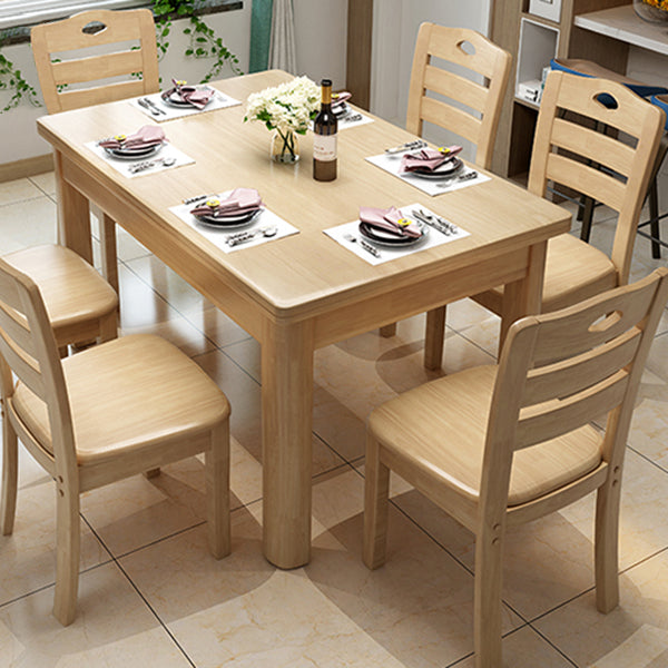 Solid Wood Table Rectangular Dinner Table with 4 Legs for Home