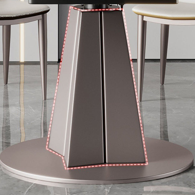 Modern Stainless Steel Base Pedestal Dining Table Extendable Dinner Table for Home