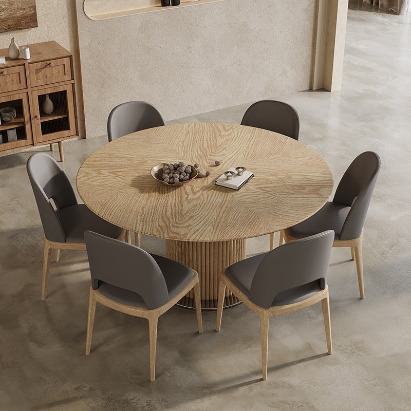 Contemporary Pedestal Dining Table Wood Dinner Table for Home