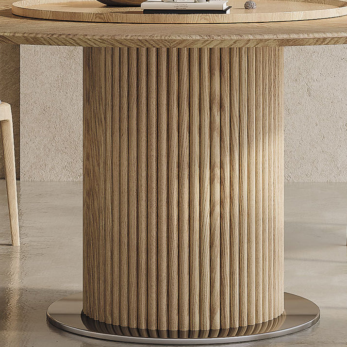 Contemporary Pedestal Dining Table Wood Dinner Table for Home
