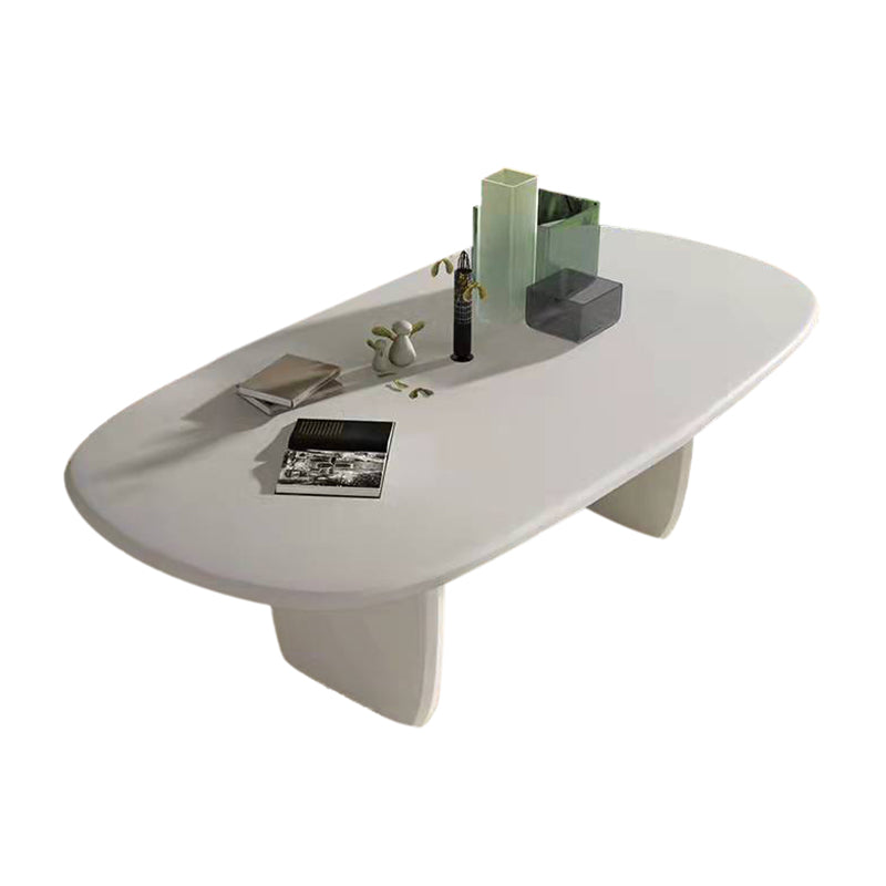 Modern Double Pedestal Table White Oval Dining Table for Home Kitchen