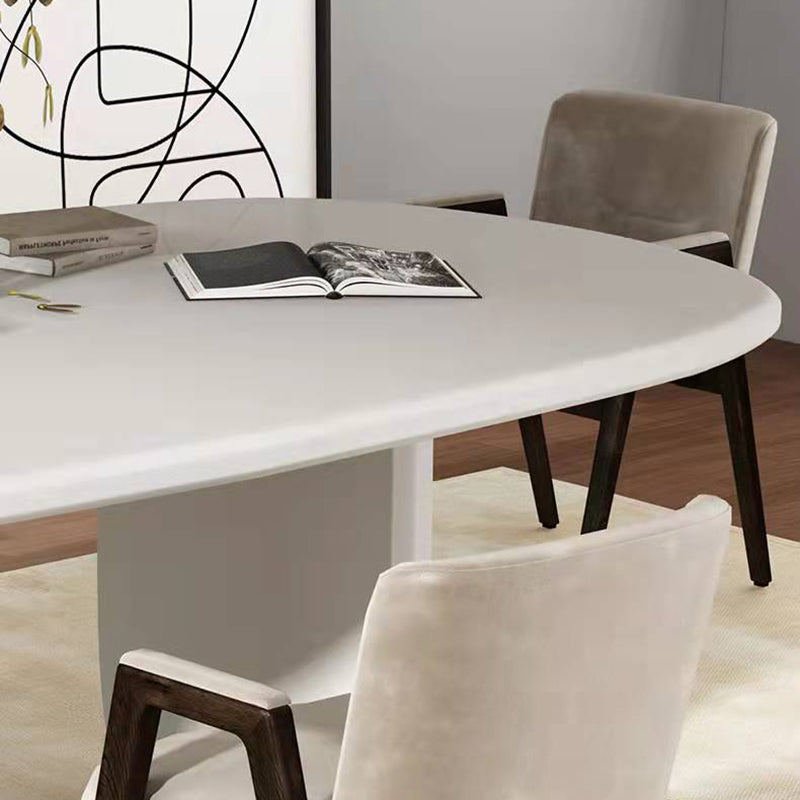 Modern Double Pedestal Table White Oval Dining Table for Home Kitchen