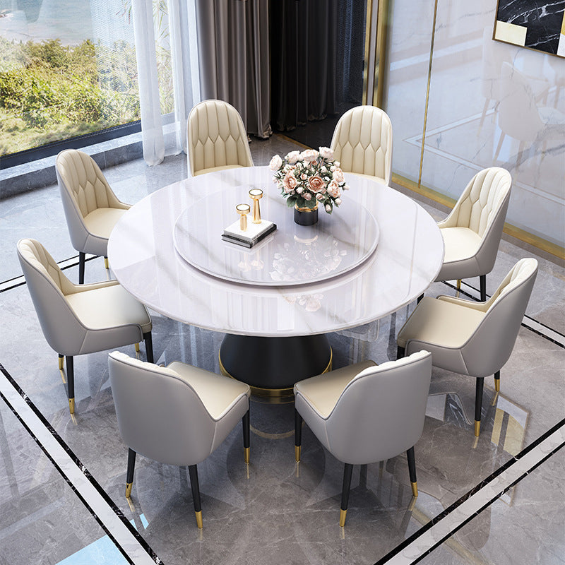 Modern Turntable Dinner Table Stainless Steel Base Stone Dining Table for Home