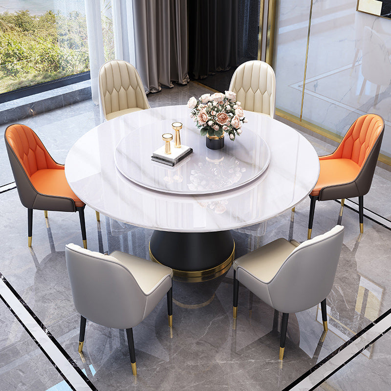 Modern Turntable Dinner Table Stainless Steel Base Stone Dining Table for Home