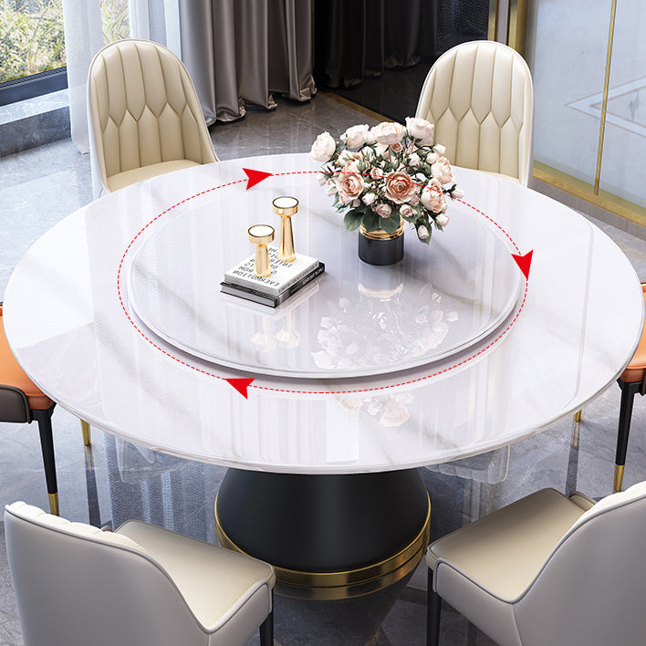 Modern Turntable Dinner Table Stainless Steel Base Stone Dining Table for Home