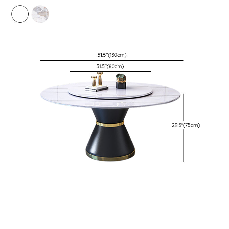 Modern Turntable Dinner Table Stainless Steel Base Stone Dining Table for Home