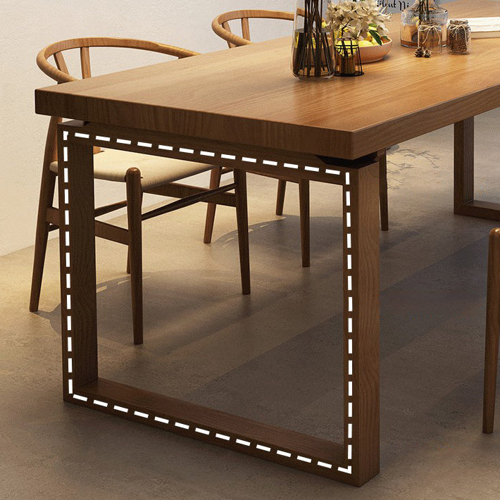 Modern Rectangle Double Pedestal Table Solid Wood Dining Table for Home