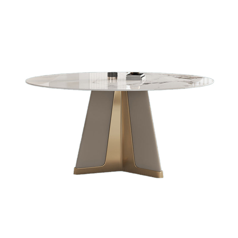 Modern Round Dinner Table Steel Base Stone Dining Table for Home