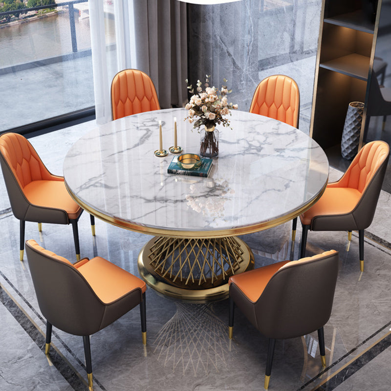 Modern Round Dining Table Steel Base Pedestal Table for Home Kitchen
