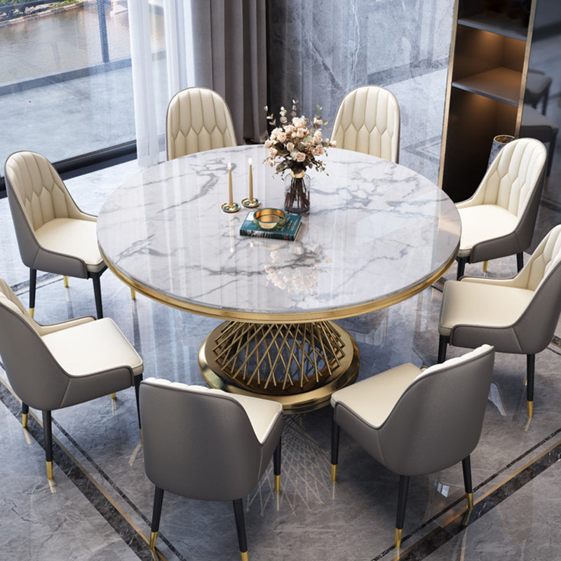 Modern Round Dining Table Steel Base Pedestal Table for Home Kitchen