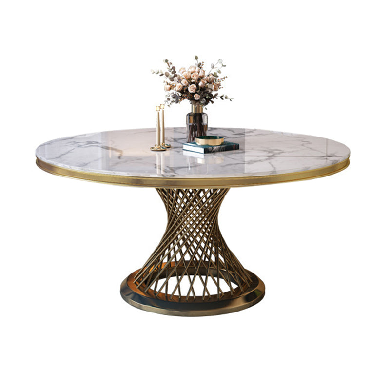 Modern Round Dining Table Steel Base Pedestal Table for Home Kitchen