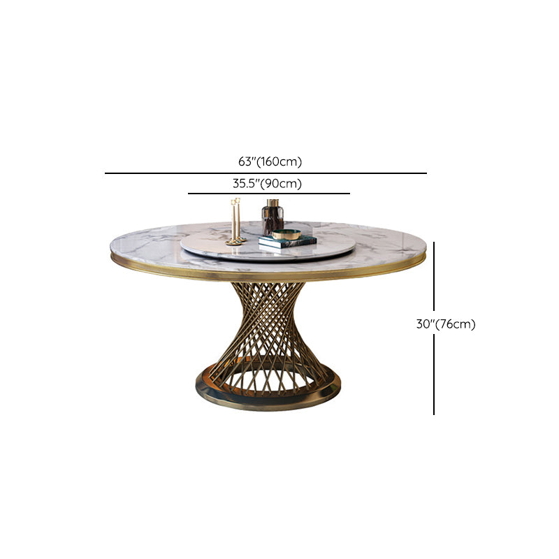 Modern Round Dining Table Steel Base Pedestal Table for Home Kitchen