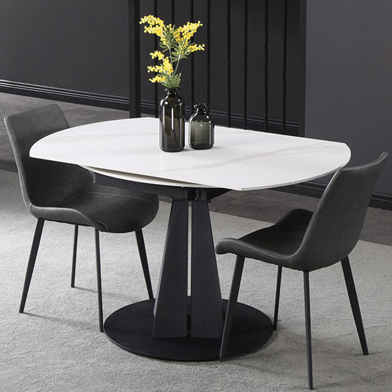 Modern Extendable Stone Dining Table Steel Base Dinner Table for Home