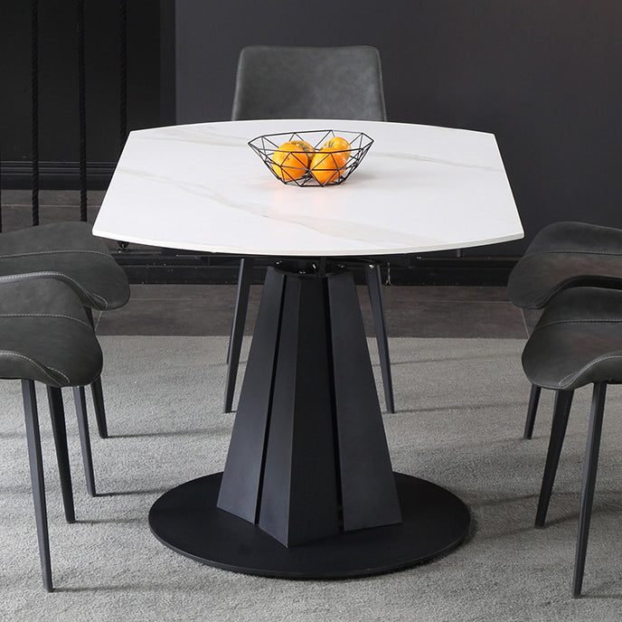 Modern Extendable Stone Dining Table Steel Base Dinner Table for Home
