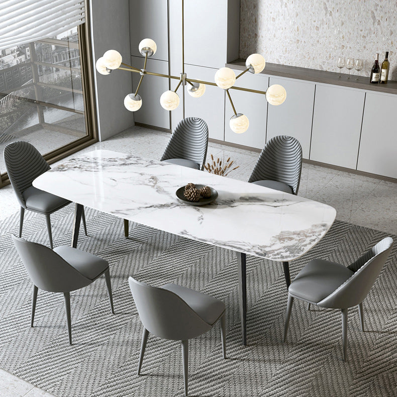 Contemporary Rectangle Table Steel Base Dining Table with 4 Legs