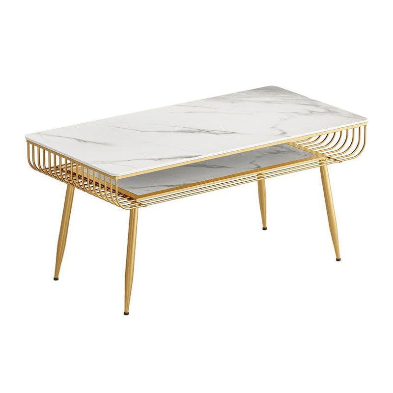 Metal and Slate Table Modern Minimalist Storage Rectangular Dining Table