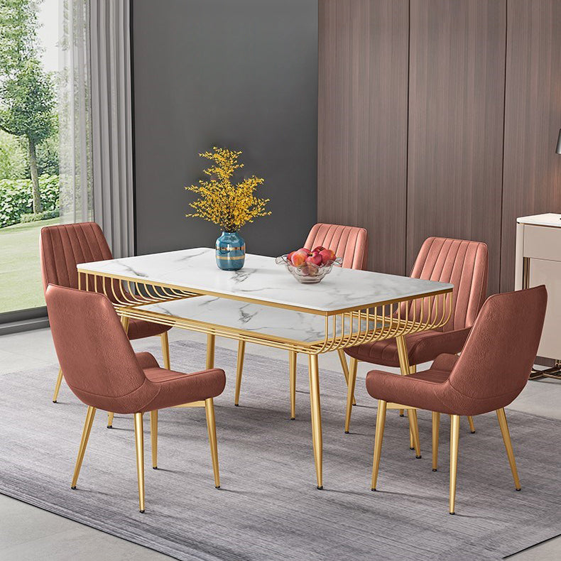Metal and Slate Table Modern Minimalist Storage Rectangular Dining Table