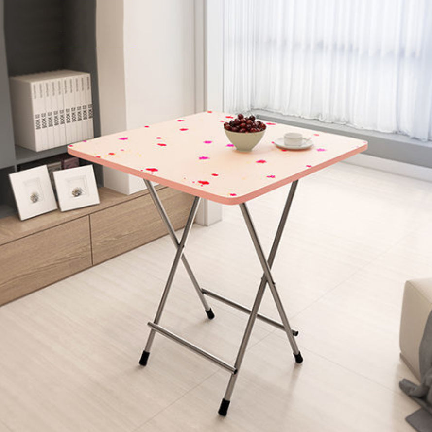 Metal and Wood Table 28.5"H Mid-Century Modern Style Foldable Square Dining Table