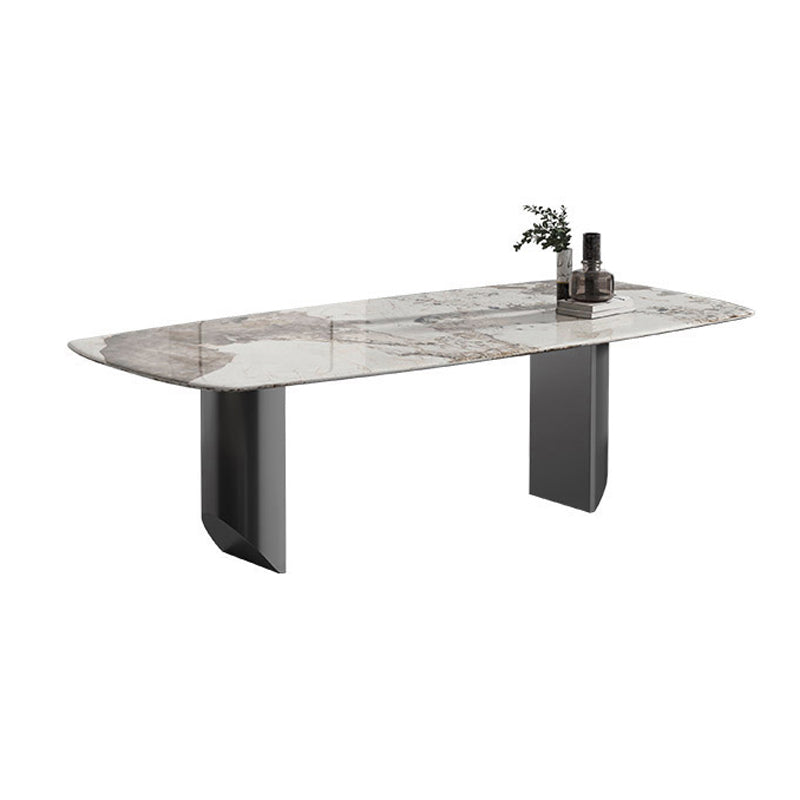 Luxury Sintered Stone Kitchen Home Fixed Double Pedestal Dining Table