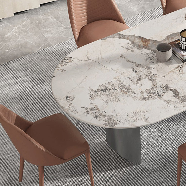 Luxury Sintered Stone Kitchen Home Fixed Double Pedestal Dining Table