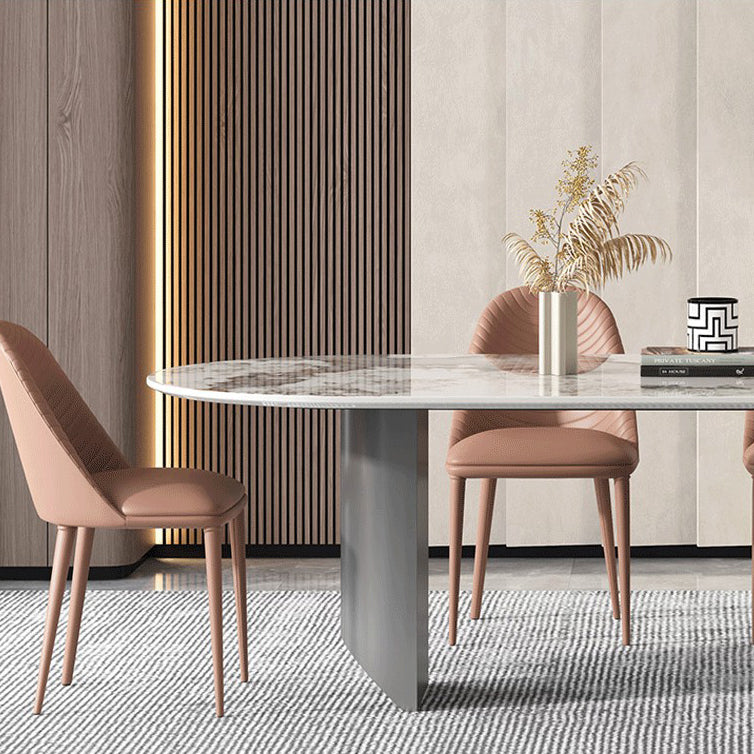 Luxury Sintered Stone Kitchen Home Fixed Double Pedestal Dining Table