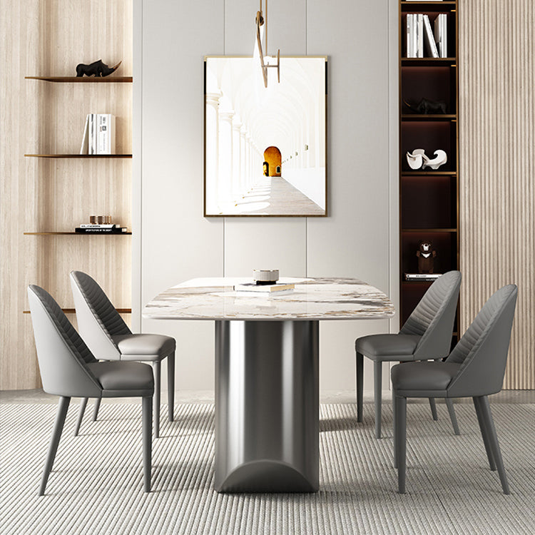 Luxury Sintered Stone Kitchen Home Fixed Double Pedestal Dining Table
