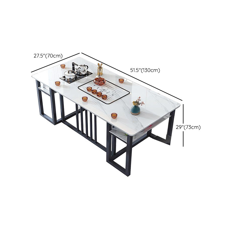 Slate and Metal Table Modern Minimalist Storage Rectangular Dining Table