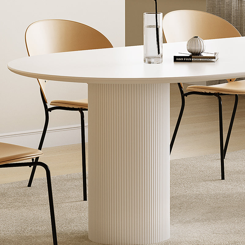 Luxury Oval Shape Kitchen Table Sintered Stone Double Pedestal Dining Table