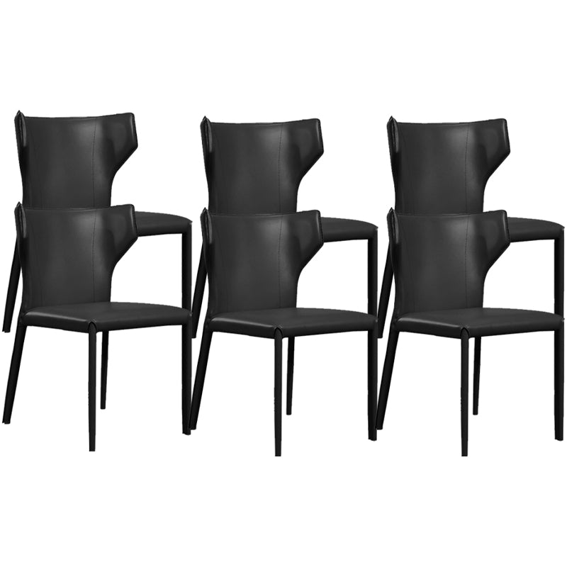 Contemporary Faux Leather Kitchen Chairs Wingback Side Chairs