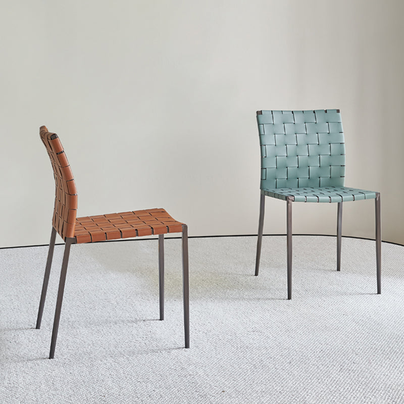 Faux Leather Kitchen Dining Chairs Armless Dining Chairs with Metal Legs