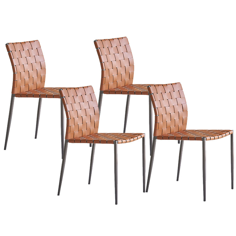 Faux Leather Kitchen Dining Chairs Armless Dining Chairs with Metal Legs