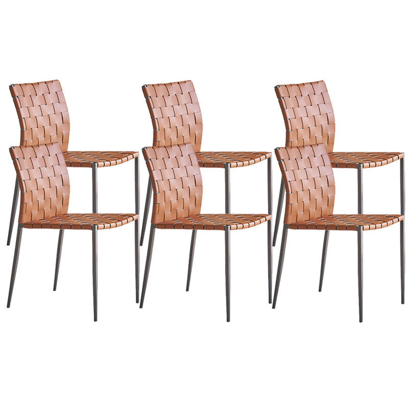 Faux Leather Kitchen Dining Chairs Armless Dining Chairs with Metal Legs