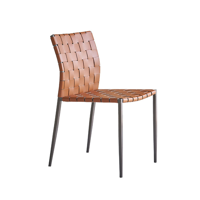 Faux Leather Kitchen Dining Chairs Armless Dining Chairs with Metal Legs