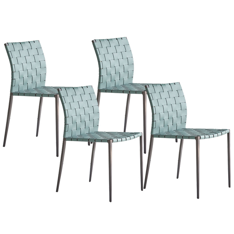 Faux Leather Kitchen Dining Chairs Armless Dining Chairs with Metal Legs
