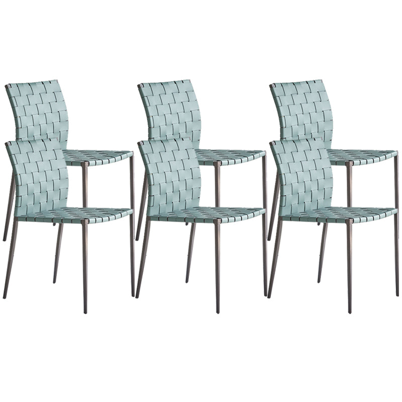Faux Leather Kitchen Dining Chairs Armless Dining Chairs with Metal Legs