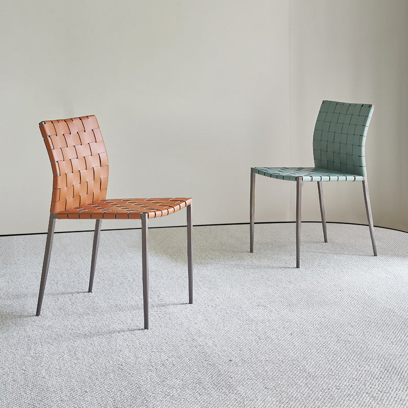 Faux Leather Kitchen Dining Chairs Armless Dining Chairs with Metal Legs