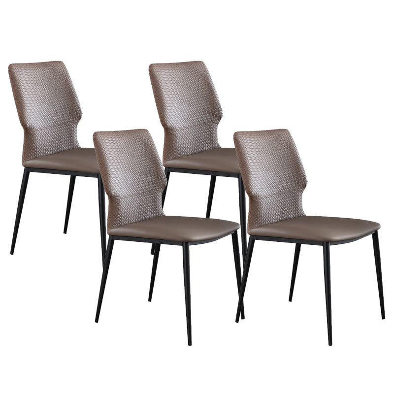 Industrial Style Faux Leather Chairs Armless Side Chairs with Metal Legs for Kitchen