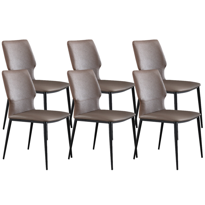Industrial Style Faux Leather Chairs Armless Side Chairs with Metal Legs for Kitchen