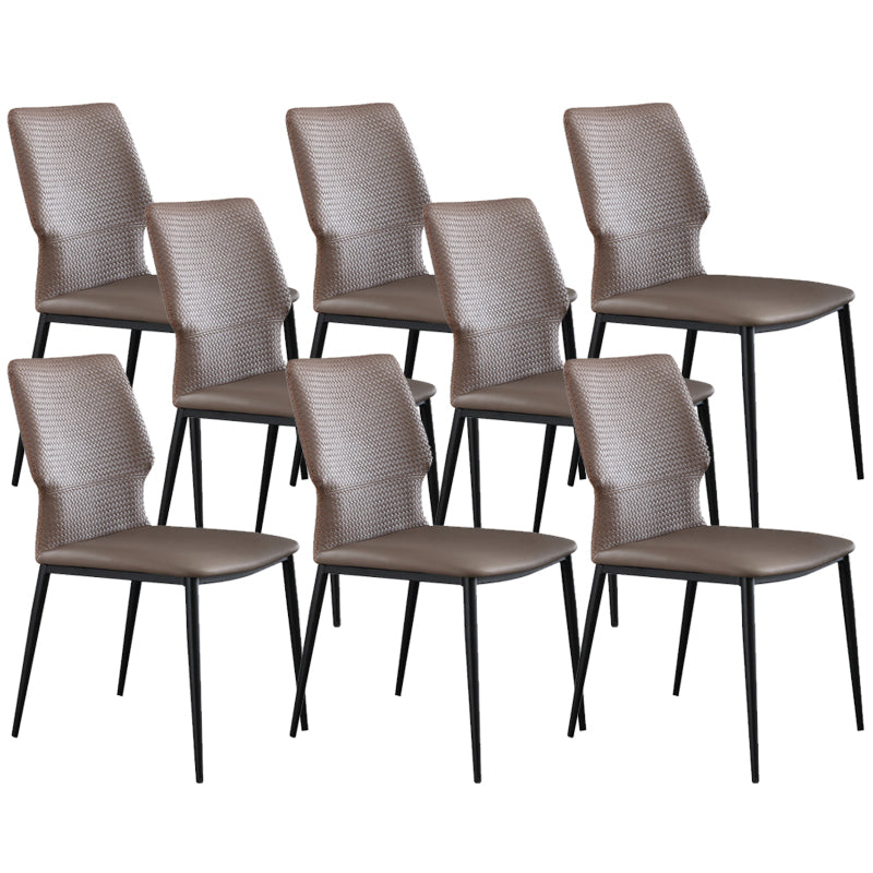 Industrial Style Faux Leather Chairs Armless Side Chairs with Metal Legs for Kitchen