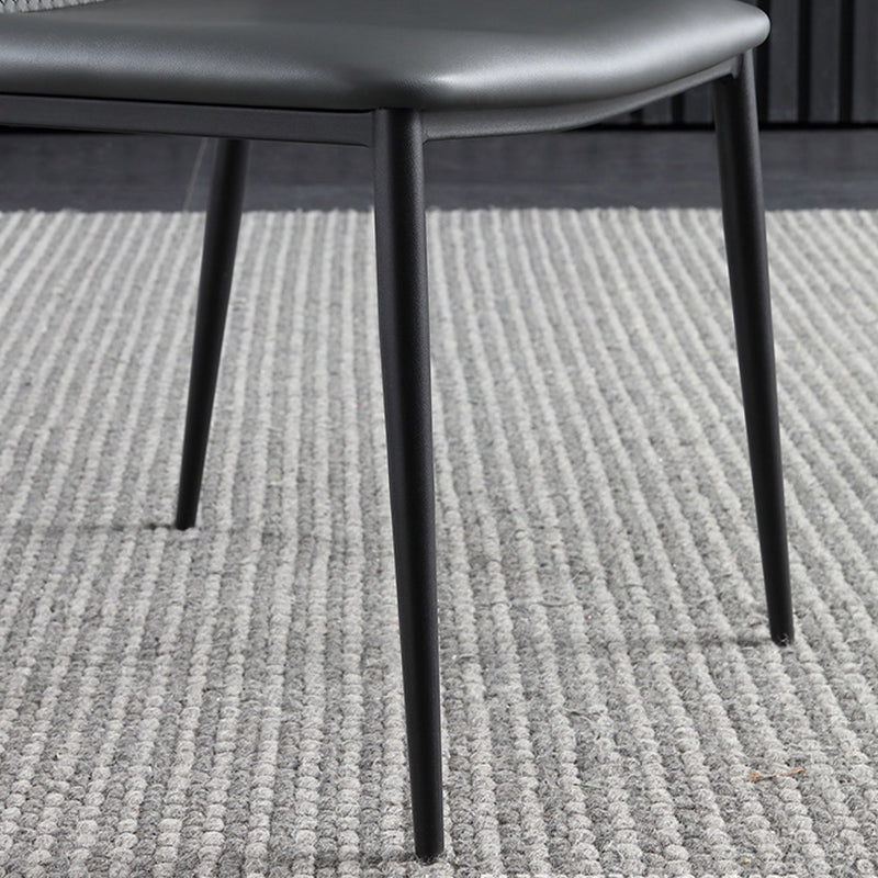 Industrial Style Faux Leather Chairs Armless Side Chairs with Metal Legs for Kitchen