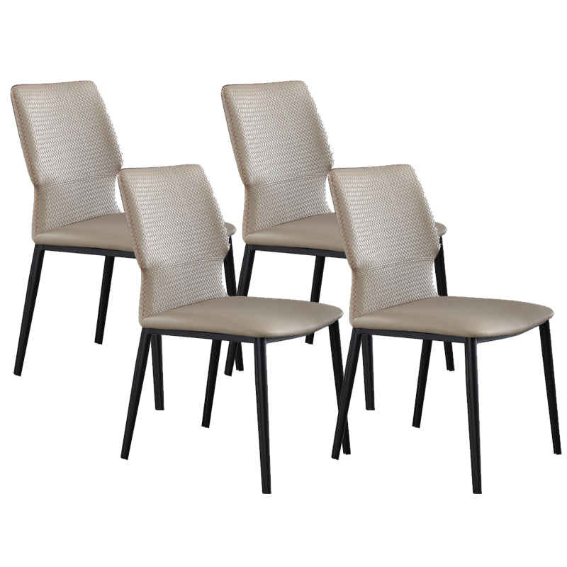 Industrial Style Faux Leather Chairs Armless Side Chairs with Metal Legs for Kitchen