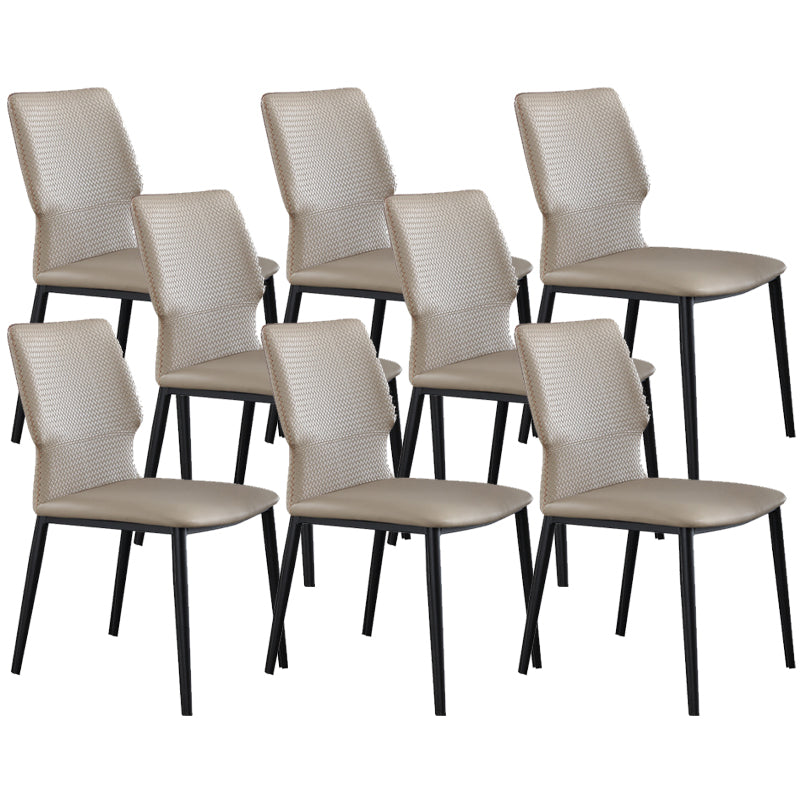 Industrial Style Faux Leather Chairs Armless Side Chairs with Metal Legs for Kitchen