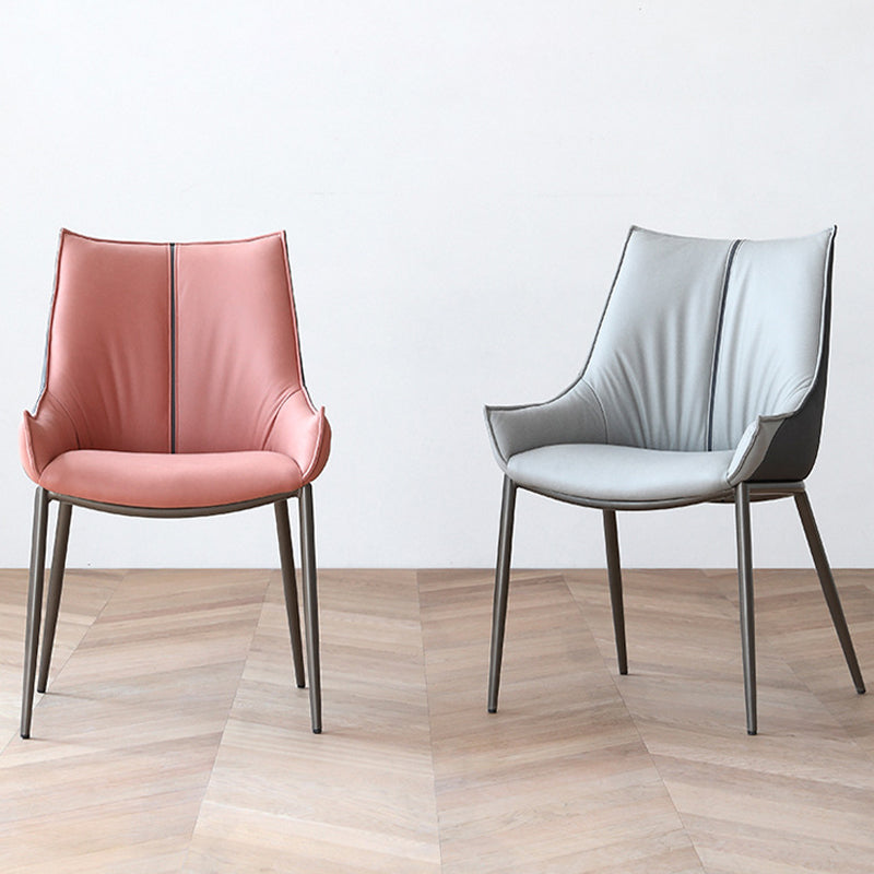 Metal Kitchen Dining Side Chair Upholstered Dining Chair with Black Legs