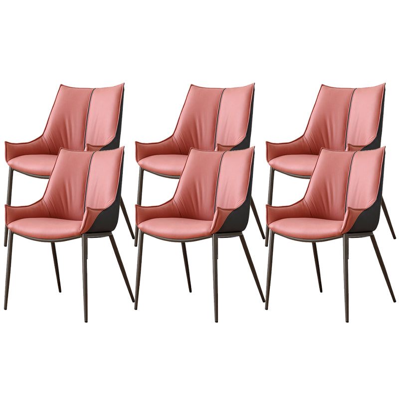 Metal Kitchen Dining Side Chair Upholstered Dining Chair with Black Legs