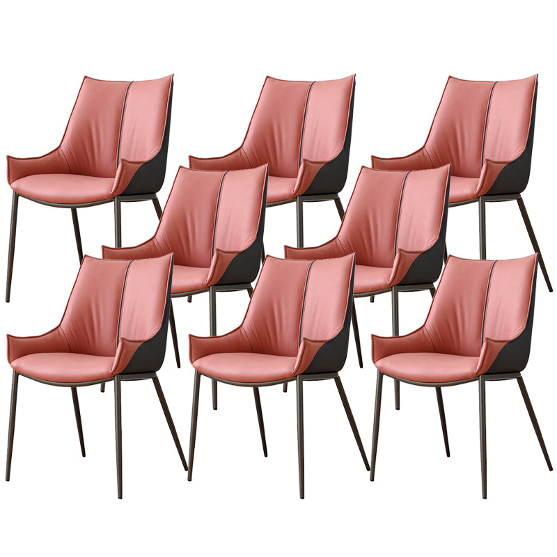 Metal Kitchen Dining Side Chair Upholstered Dining Chair with Black Legs