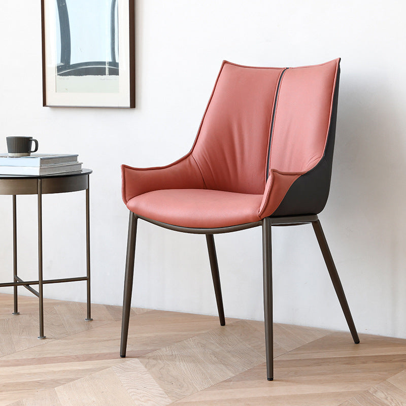 Metal Kitchen Dining Side Chair Upholstered Dining Chair with Black Legs